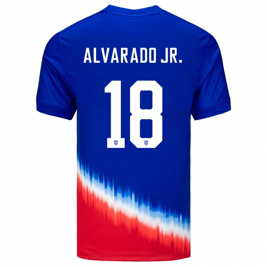 Barn Usa Alejandro Alvarado Jr #18 Blå Bortetrøye Drakt Trøye 24-26 Skjorter T-Skjorte