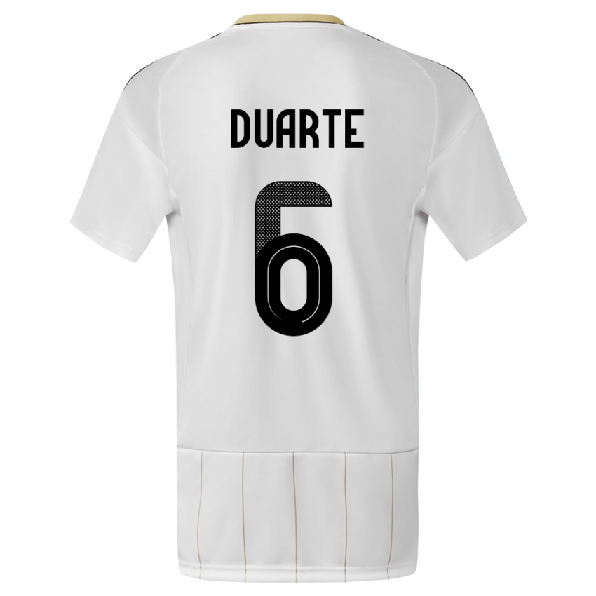 Barn Costa Rica Oscar Duarte #6 Hvit Bortetrøye Drakt Trøye 24-26 Skjorter T-Skjorte