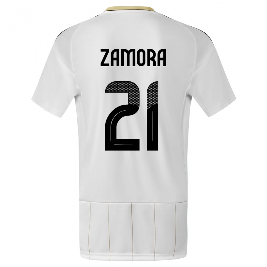 Barn Costa Rica Alvaro Zamora #21 Hvit Bortetrøye Drakt Trøye 24-26 Skjorter T-Skjorte