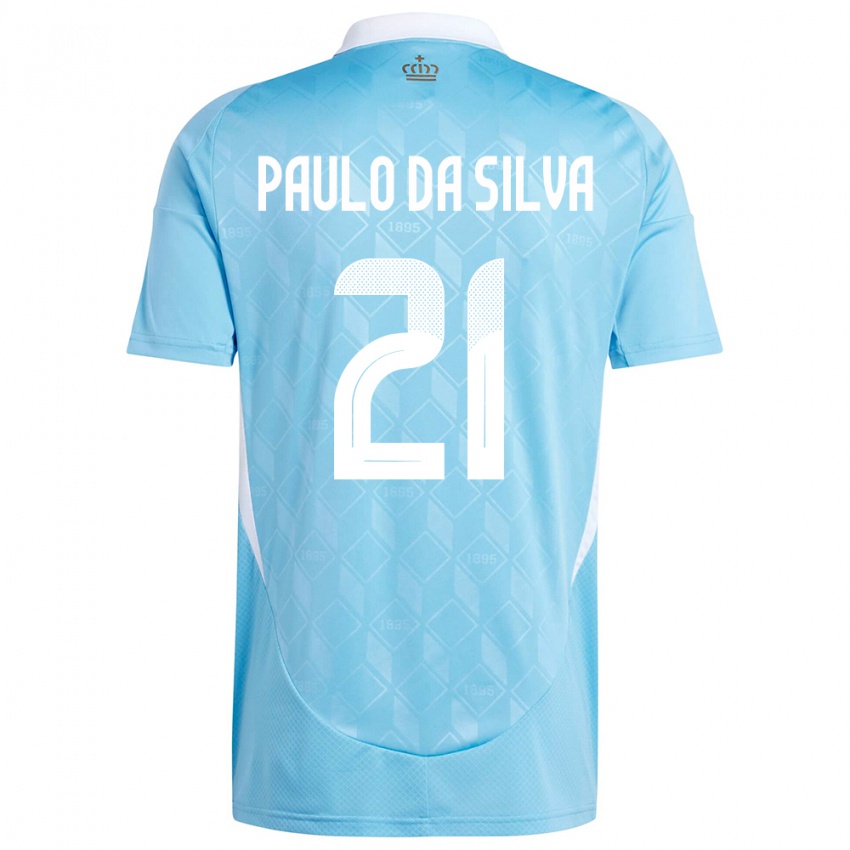 Barn Belgia Thiago Paulo Da Silva #21 Blå Bortetrøye Drakt Trøye 24-26 Skjorter T-Skjorte