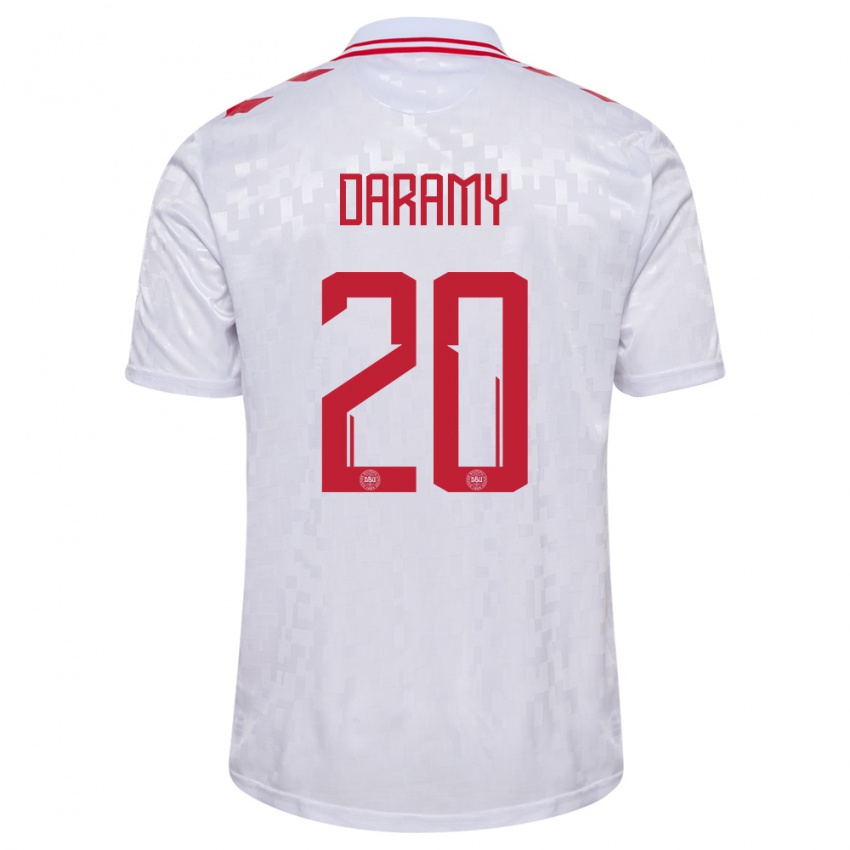 Barn Danmark Mohamed Daramy #20 Hvit Bortetrøye Drakt Trøye 24-26 Skjorter T-Skjorte