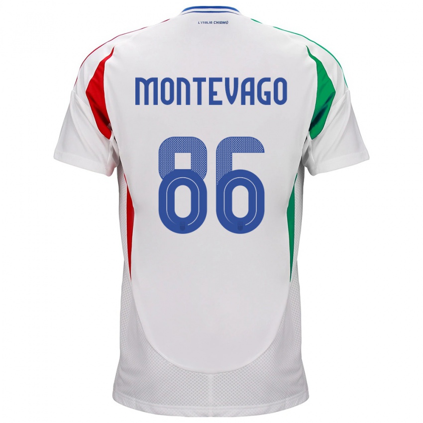 Barn Italia Daniele Montevago #86 Hvit Bortetrøye Drakt Trøye 24-26 Skjorter T-Skjorte