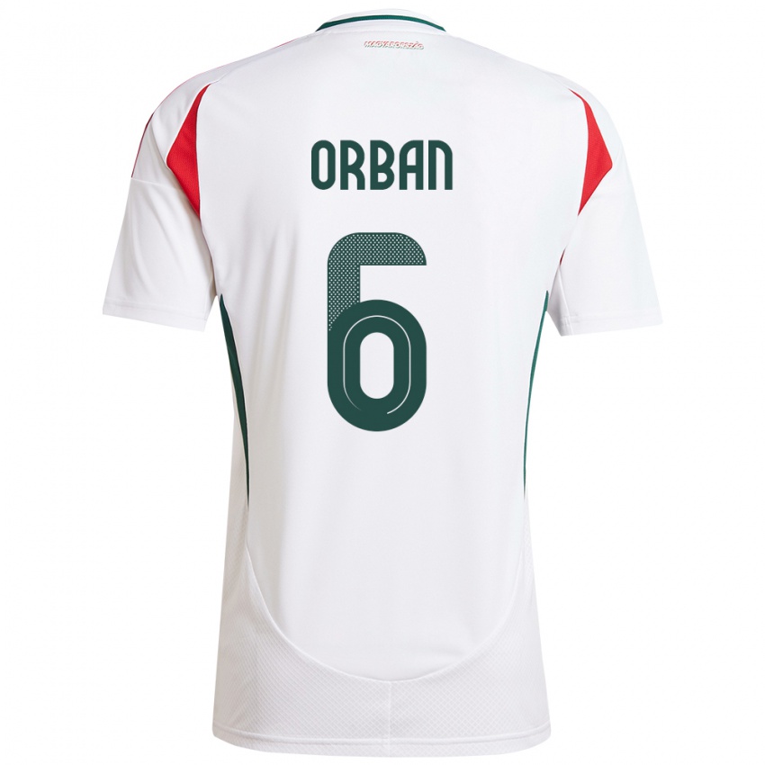 Barn Ungarn Willi Orbán #6 Hvit Bortetrøye Drakt Trøye 24-26 Skjorter T-Skjorte