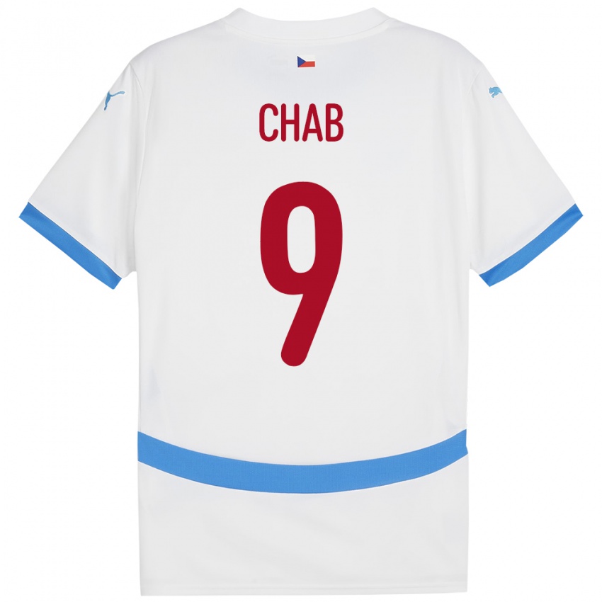 Barn Tsjekkia Adam Chab #9 Hvit Bortetrøye Drakt Trøye 24-26 Skjorter T-Skjorte