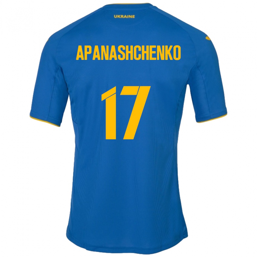 Barn Ukraina Daryna Apanashchenko #17 Blå Bortetrøye Drakt Trøye 24-26 Skjorter T-Skjorte
