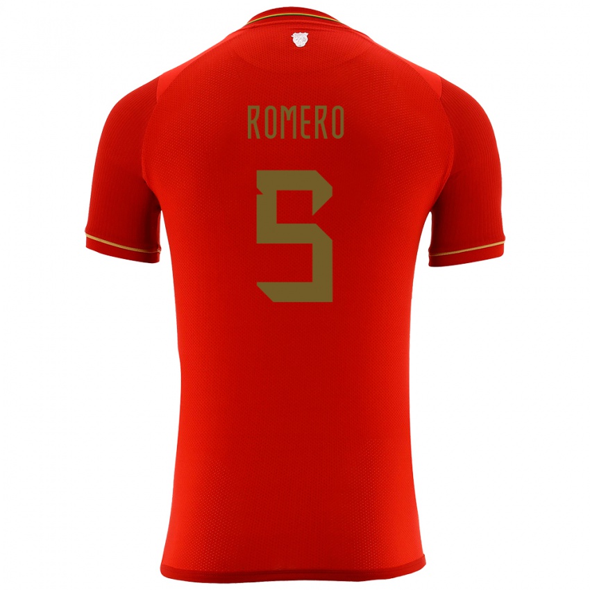 Barn Bolivia César Romero #5 Rød Bortetrøye Drakt Trøye 24-26 Skjorter T-Skjorte