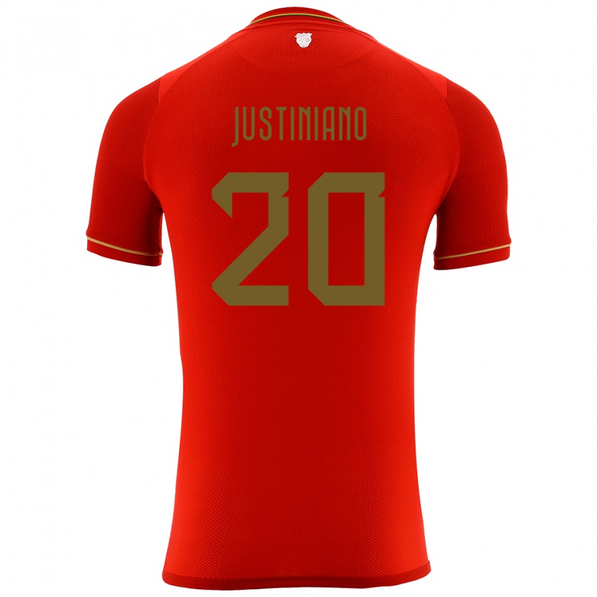 Barn Bolivia Leonardo Justiniano #20 Rød Bortetrøye Drakt Trøye 24-26 Skjorter T-Skjorte