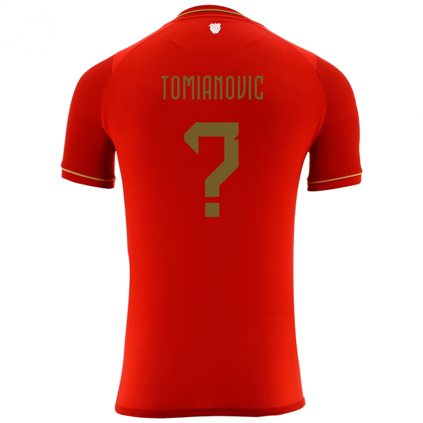 Barn Bolivia Mirko Tomianovic #0 Rød Bortetrøye Drakt Trøye 24-26 Skjorter T-Skjorte