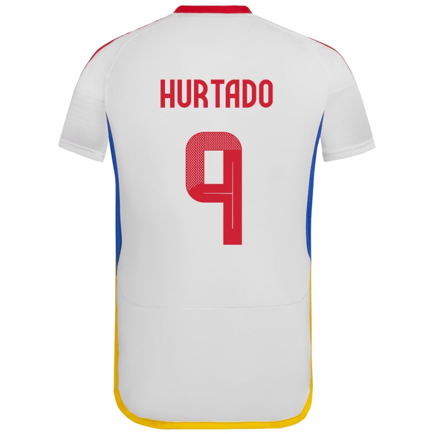 Barn Venezuela Jan Hurtado #9 Hvit Bortetrøye Drakt Trøye 24-26 Skjorter T-Skjorte