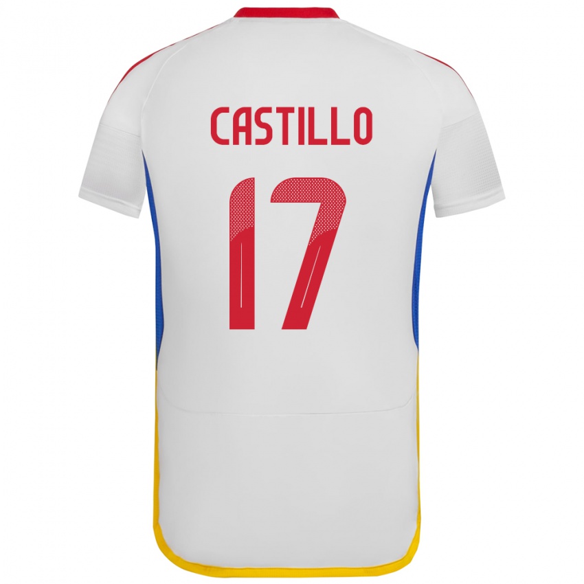 Barn Venezuela Edson Castillo #17 Hvit Bortetrøye Drakt Trøye 24-26 Skjorter T-Skjorte