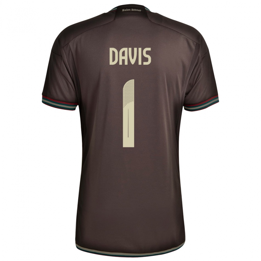 Barn Jamaica Shaquan Davis #1 Nattbrun Bortetrøye Drakt Trøye 24-26 Skjorter T-Skjorte