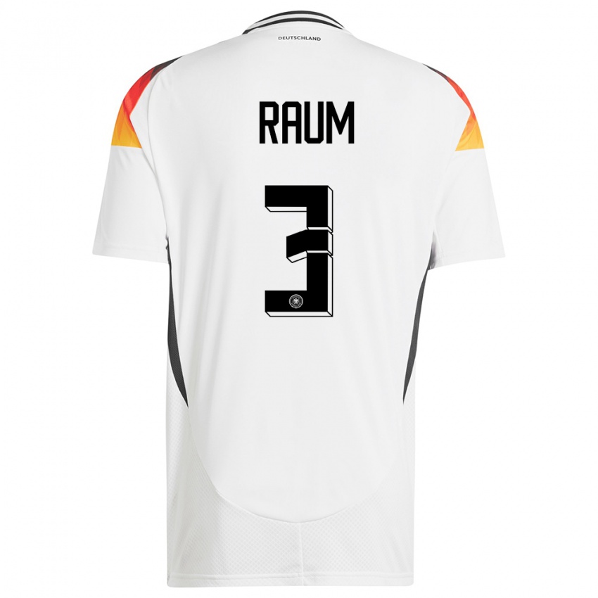 Mann Tyskland David Raum #3 Hvit Hjemmetrøye Drakt Trøye 24-26 Skjorter T-Skjorte