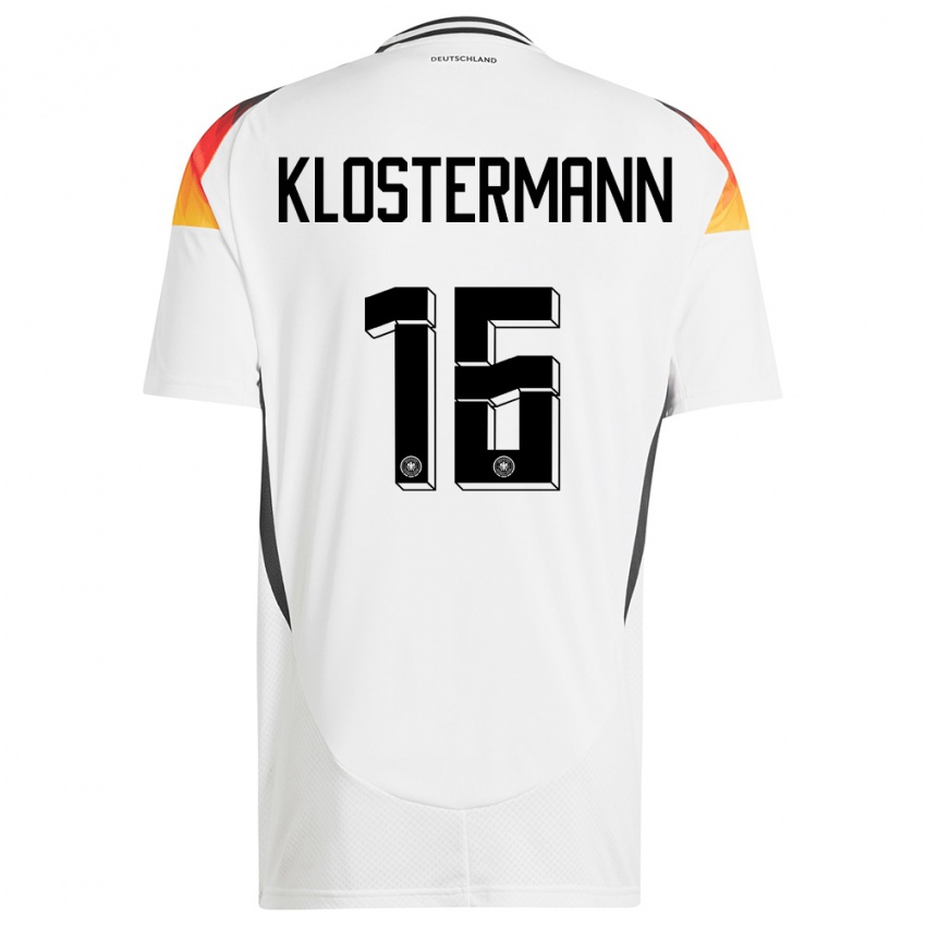 Mann Tyskland Lukas Klostermann #16 Hvit Hjemmetrøye Drakt Trøye 24-26 Skjorter T-Skjorte