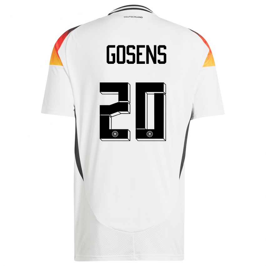 Mann Tyskland Robin Gosens #20 Hvit Hjemmetrøye Drakt Trøye 24-26 Skjorter T-Skjorte