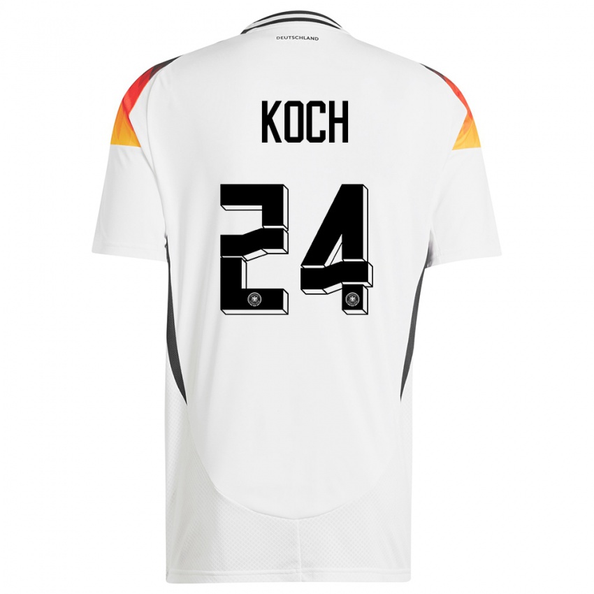Mann Tyskland Robin Koch #24 Hvit Hjemmetrøye Drakt Trøye 24-26 Skjorter T-Skjorte