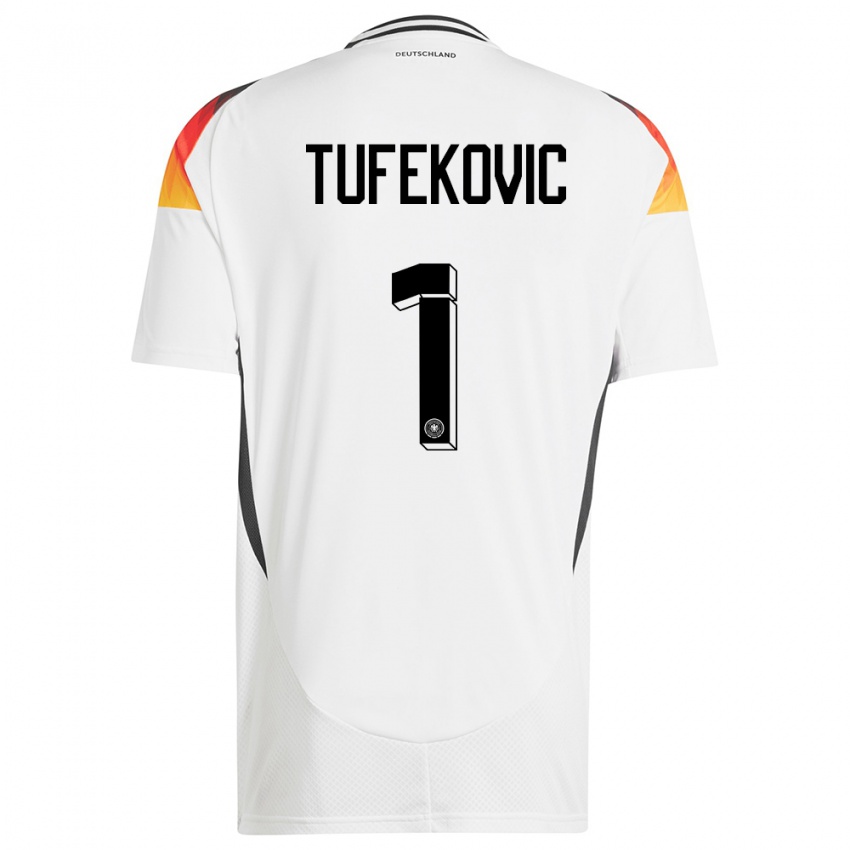 Mann Tyskland Martina Tufekovic #1 Hvit Hjemmetrøye Drakt Trøye 24-26 Skjorter T-Skjorte