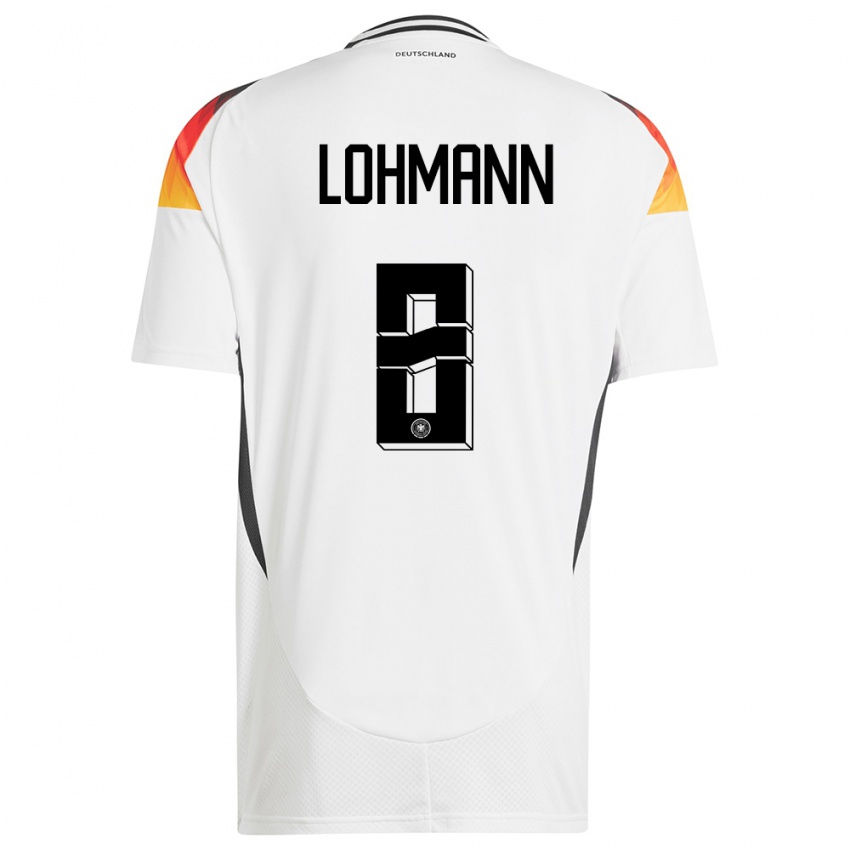 Mann Tyskland Sydney Lohmann #8 Hvit Hjemmetrøye Drakt Trøye 24-26 Skjorter T-Skjorte