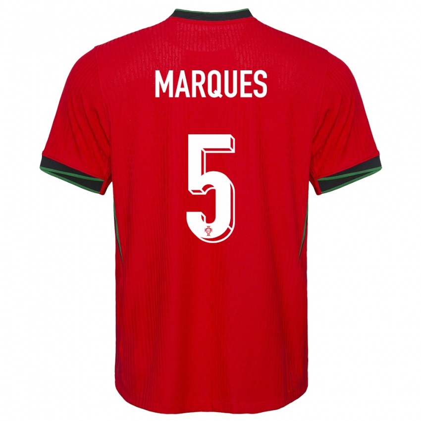 Mann Portugal Martim Marques #5 Rød Hjemmetrøye Drakt Trøye 24-26 Skjorter T-Skjorte