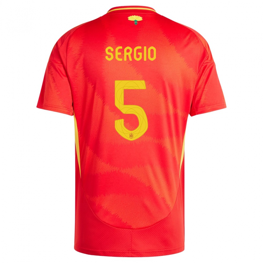 Mann Spania Sergio Busquets #5 Rød Hjemmetrøye Drakt Trøye 24-26 Skjorter T-Skjorte