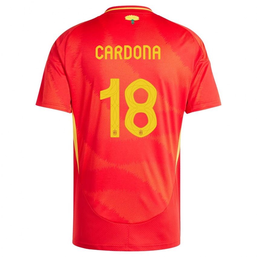 Mann Spania Marta Cardona #18 Rød Hjemmetrøye Drakt Trøye 24-26 Skjorter T-Skjorte