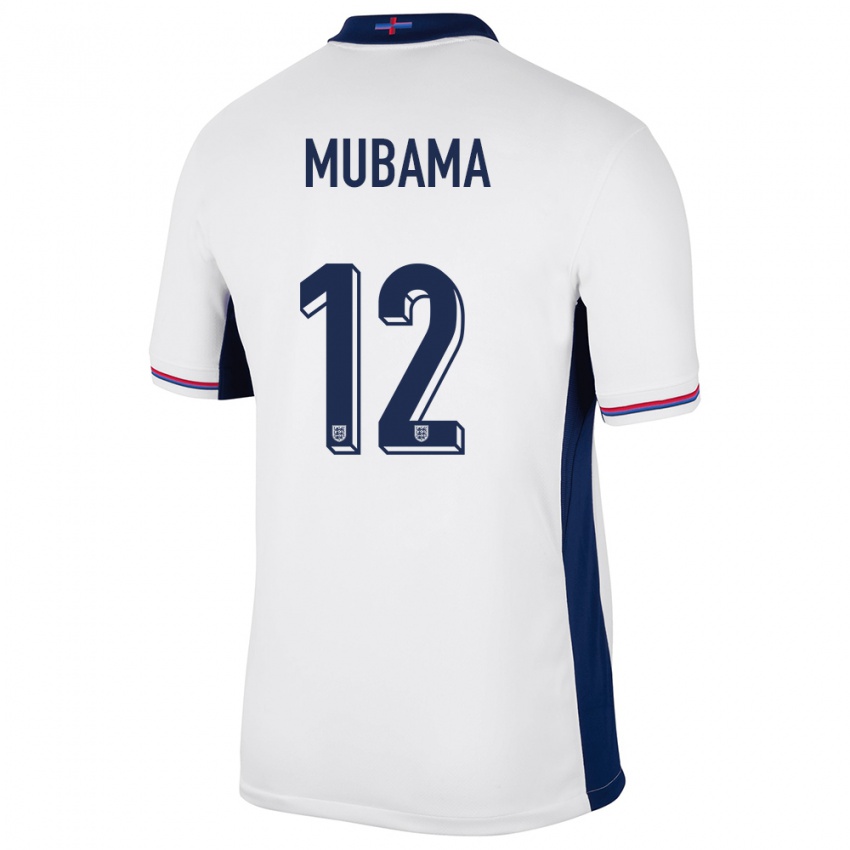 Mann England Divin Mubama #12 Hvit Hjemmetrøye Drakt Trøye 24-26 Skjorter T-Skjorte