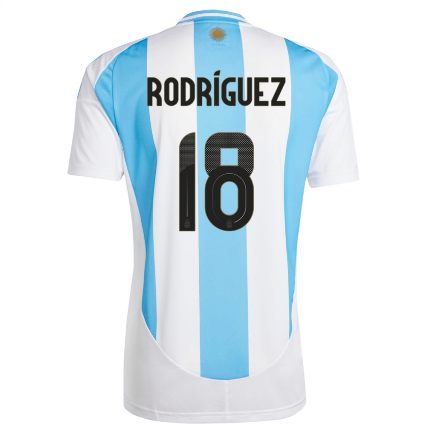 Mann Argentina Guido Rodriguez #18 Hvit Blå Hjemmetrøye Drakt Trøye 24-26 Skjorter T-Skjorte