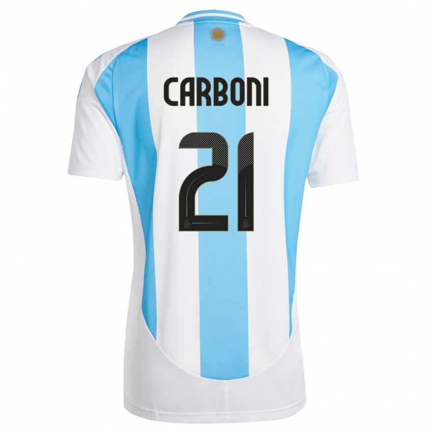 Mann Argentina Valentin Carboni #21 Hvit Blå Hjemmetrøye Drakt Trøye 24-26 Skjorter T-Skjorte