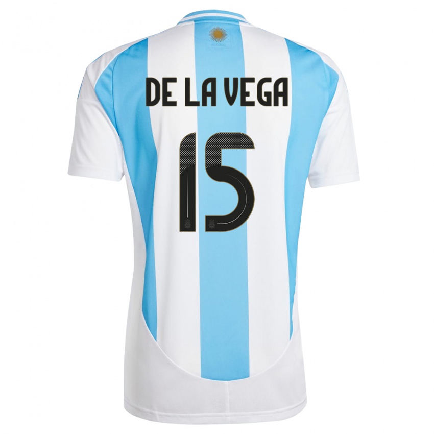 Mann Argentina Pedro De La Vega #15 Hvit Blå Hjemmetrøye Drakt Trøye 24-26 Skjorter T-Skjorte