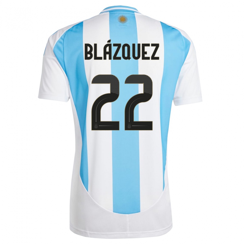 Mann Argentina Joaquin Blazquez #22 Hvit Blå Hjemmetrøye Drakt Trøye 24-26 Skjorter T-Skjorte