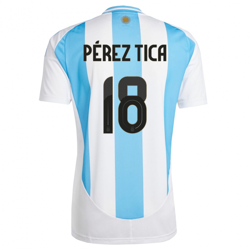 Mann Argentina Jeremias Perez Tica #18 Hvit Blå Hjemmetrøye Drakt Trøye 24-26 Skjorter T-Skjorte