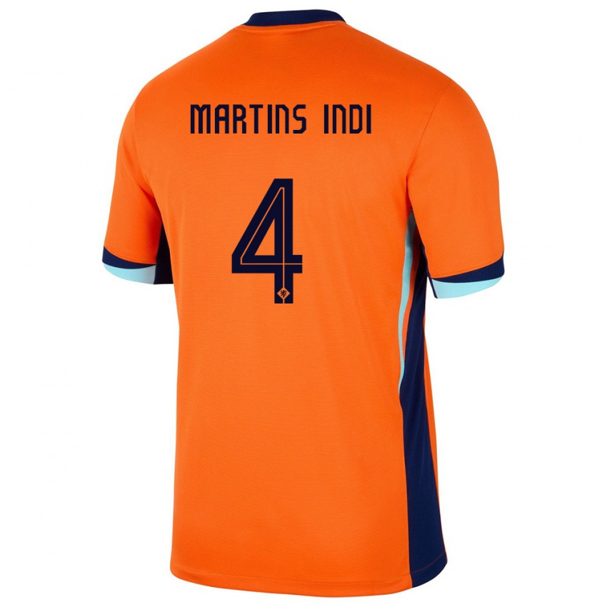 Mann Nederland Bruno Martins Indi #4 Oransje Hjemmetrøye Drakt Trøye 24-26 Skjorter T-Skjorte
