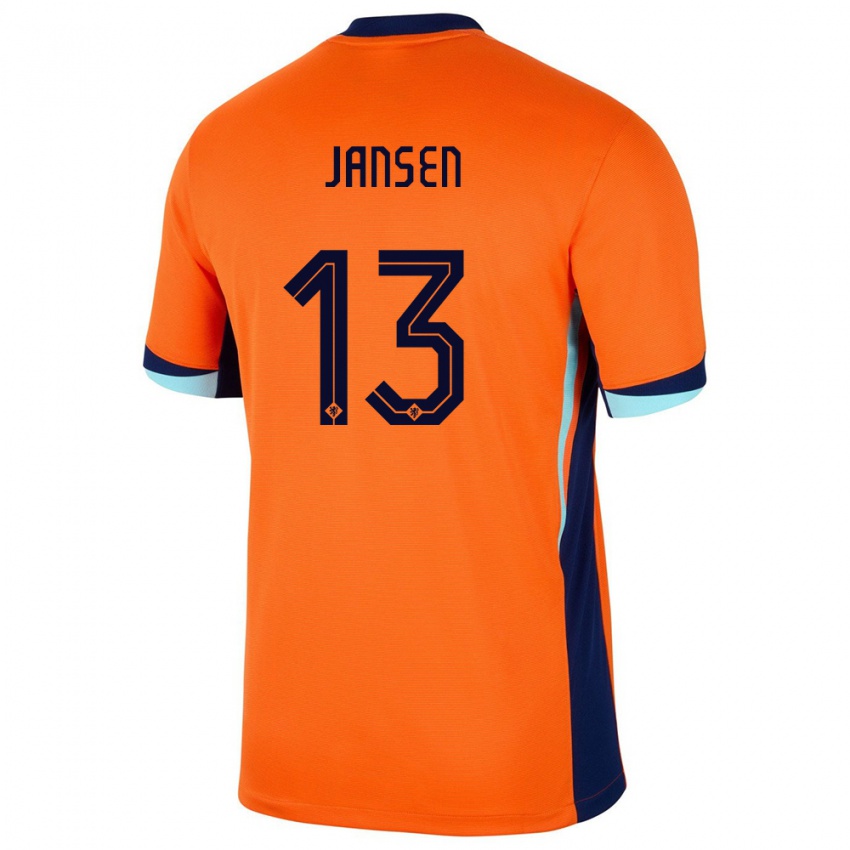 Mann Nederland Renate Jansen #13 Oransje Hjemmetrøye Drakt Trøye 24-26 Skjorter T-Skjorte