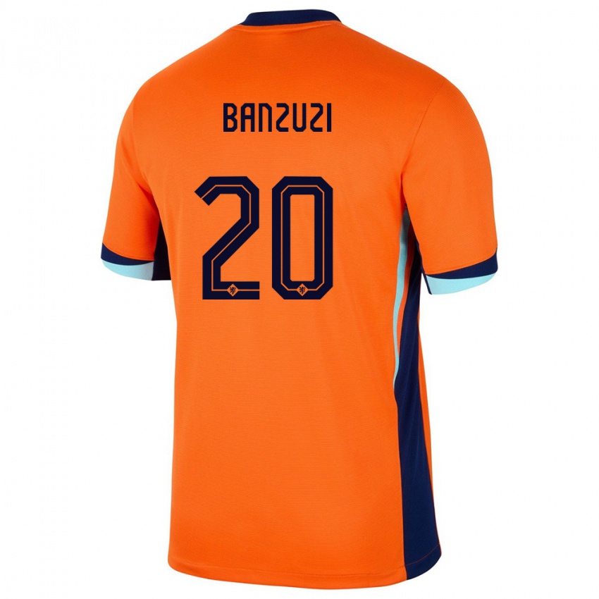 Mann Nederland Ezechiel Banzuzi #20 Oransje Hjemmetrøye Drakt Trøye 24-26 Skjorter T-Skjorte