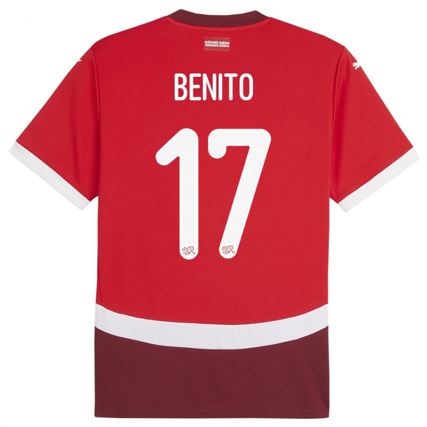 Mann Sveits Loris Benito #17 Rød Hjemmetrøye Drakt Trøye 24-26 Skjorter T-Skjorte