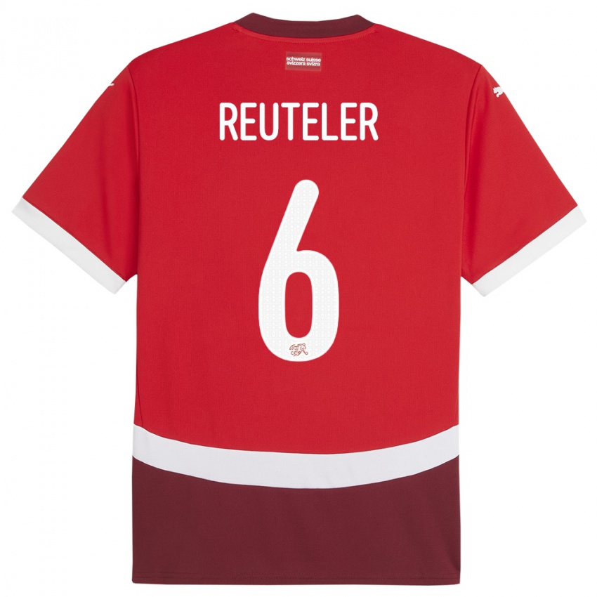 Mann Sveits Geraldine Reuteler #6 Rød Hjemmetrøye Drakt Trøye 24-26 Skjorter T-Skjorte