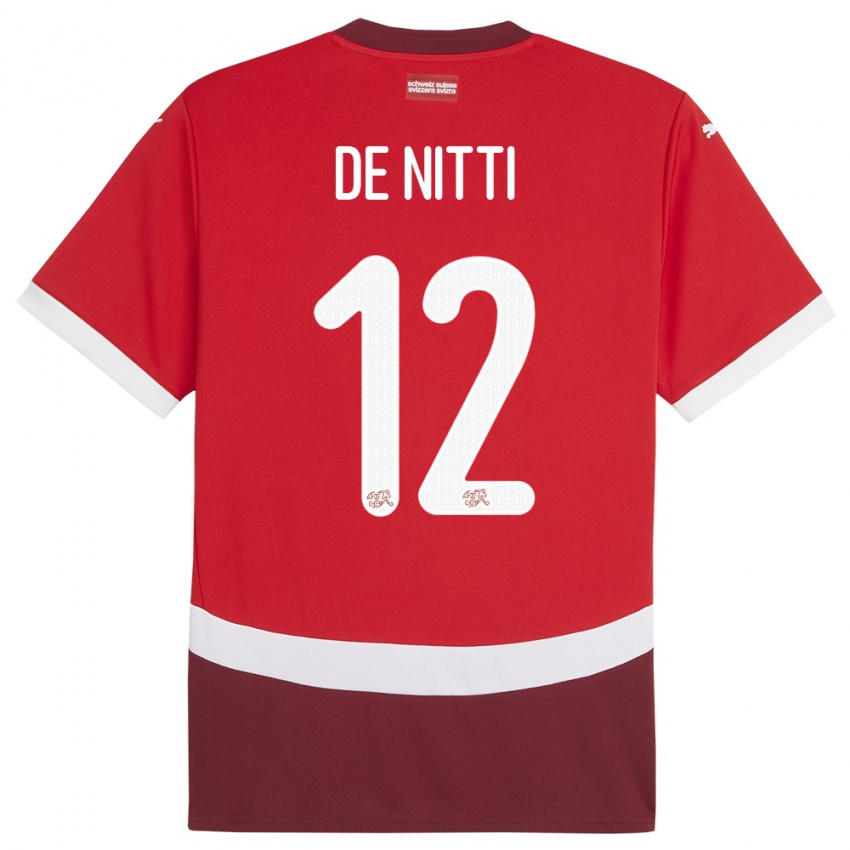 Mann Sveits Gianni De Nitti #12 Rød Hjemmetrøye Drakt Trøye 24-26 Skjorter T-Skjorte