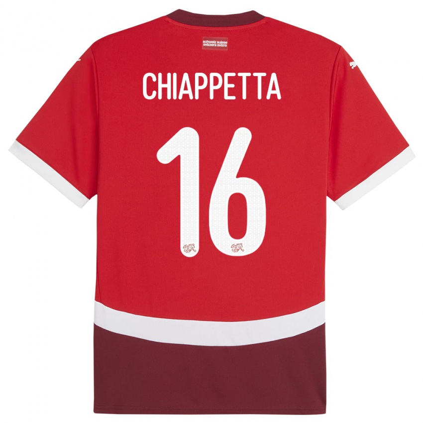 Mann Sveits Carmine Chiappetta #16 Rød Hjemmetrøye Drakt Trøye 24-26 Skjorter T-Skjorte