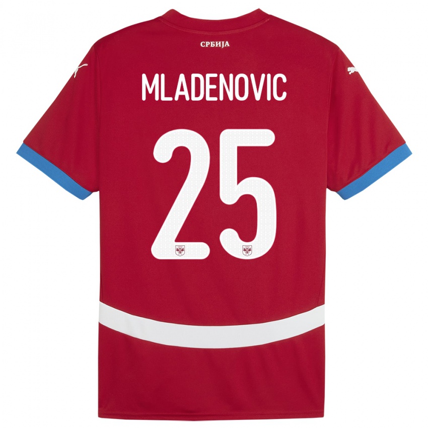 Mann Serbia Filip Mladenovic #25 Rød Hjemmetrøye Drakt Trøye 24-26 Skjorter T-Skjorte