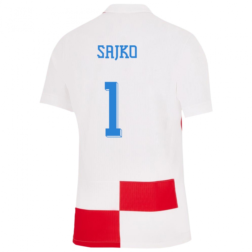 Mann Kroatia Tin Sajko #1 Hvit Rød Hjemmetrøye Drakt Trøye 24-26 Skjorter T-Skjorte