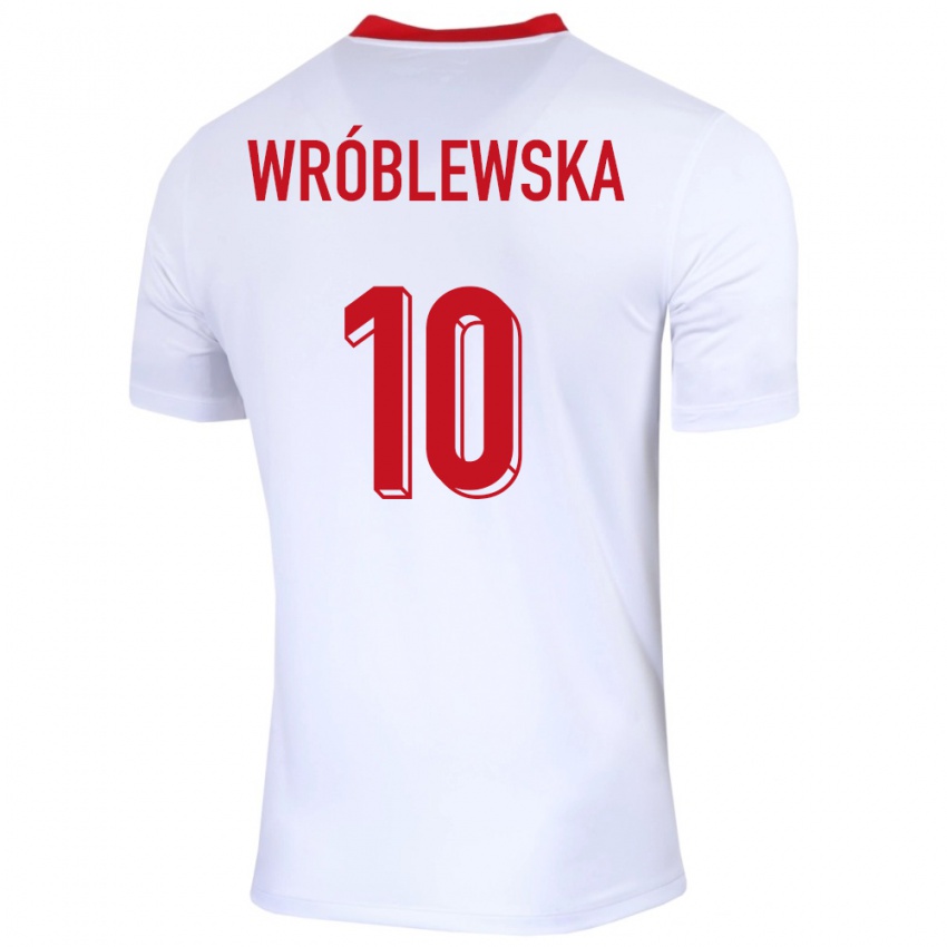 Mann Polen Joanna Wroblewska #10 Hvit Hjemmetrøye Drakt Trøye 24-26 Skjorter T-Skjorte