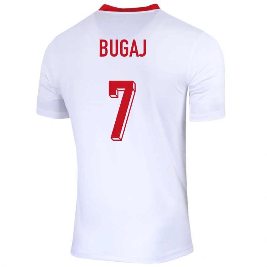 Mann Polen Dawid Bugaj #7 Hvit Hjemmetrøye Drakt Trøye 24-26 Skjorter T-Skjorte