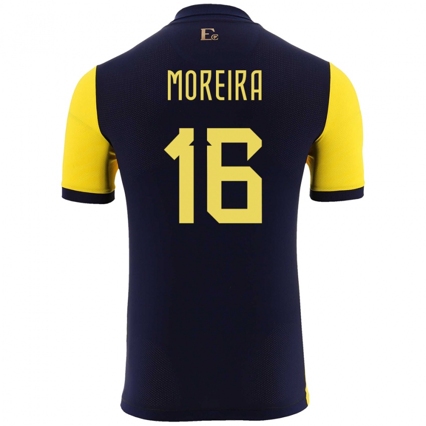 Mann Ecuador Ligia Moreira #16 Gul Hjemmetrøye Drakt Trøye 24-26 Skjorter T-Skjorte