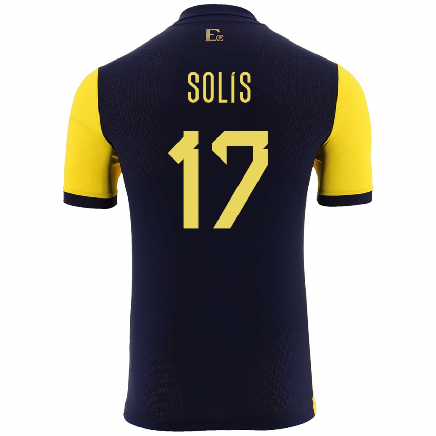 Mann Ecuador Mathias Solis #17 Gul Hjemmetrøye Drakt Trøye 24-26 Skjorter T-Skjorte