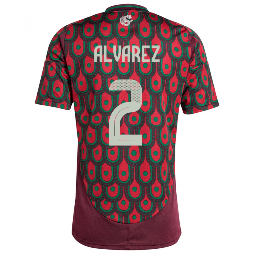 Mann Mexico Kevin Alvarez #2 Rødbrun Hjemmetrøye Drakt Trøye 24-26 Skjorter T-Skjorte