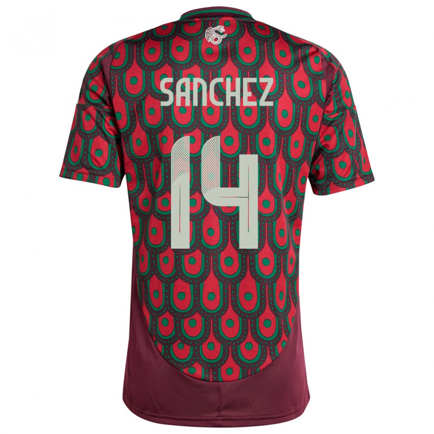 Mann Mexico Erick Sanchez #14 Rødbrun Hjemmetrøye Drakt Trøye 24-26 Skjorter T-Skjorte