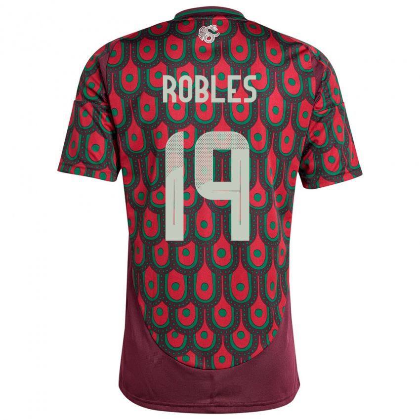 Mann Mexico Angel Robles #19 Rødbrun Hjemmetrøye Drakt Trøye 24-26 Skjorter T-Skjorte
