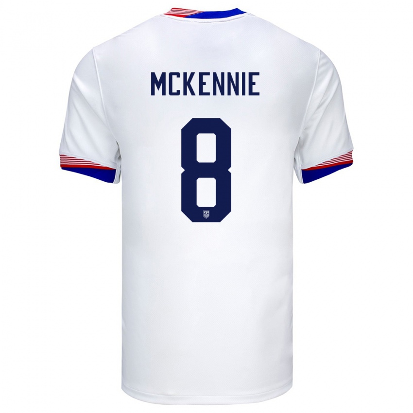 Mann Usa Weston Mckennie #8 Hvit Hjemmetrøye Drakt Trøye 24-26 Skjorter T-Skjorte