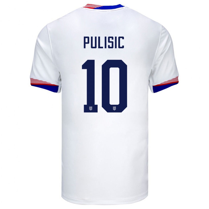 Mann Usa Christian Pulisic #10 Hvit Hjemmetrøye Drakt Trøye 24-26 Skjorter T-Skjorte