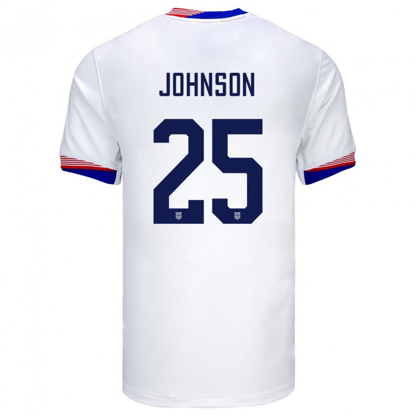 Mann Usa Sean Johnson #25 Hvit Hjemmetrøye Drakt Trøye 24-26 Skjorter T-Skjorte