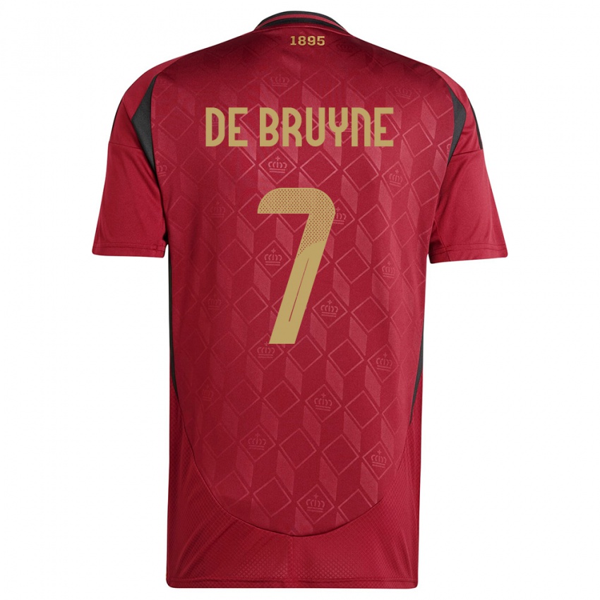 Mann Belgia Kevin De Bruyne #7 Burgunder Hjemmetrøye Drakt Trøye 24-26 Skjorter T-Skjorte
